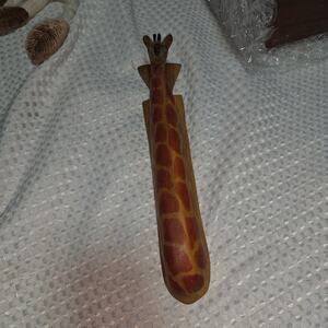 VINTAGE HANDCRAFTED IN KENYA GIRAFFE CARVED WOOD WALL DECOR